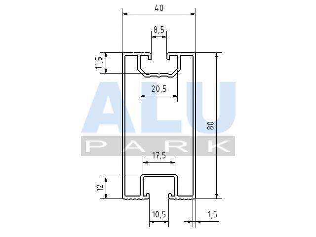 Mae Standardschiene 80x40 2N180 Solar